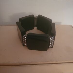 Black Bracelet with Silver Accents